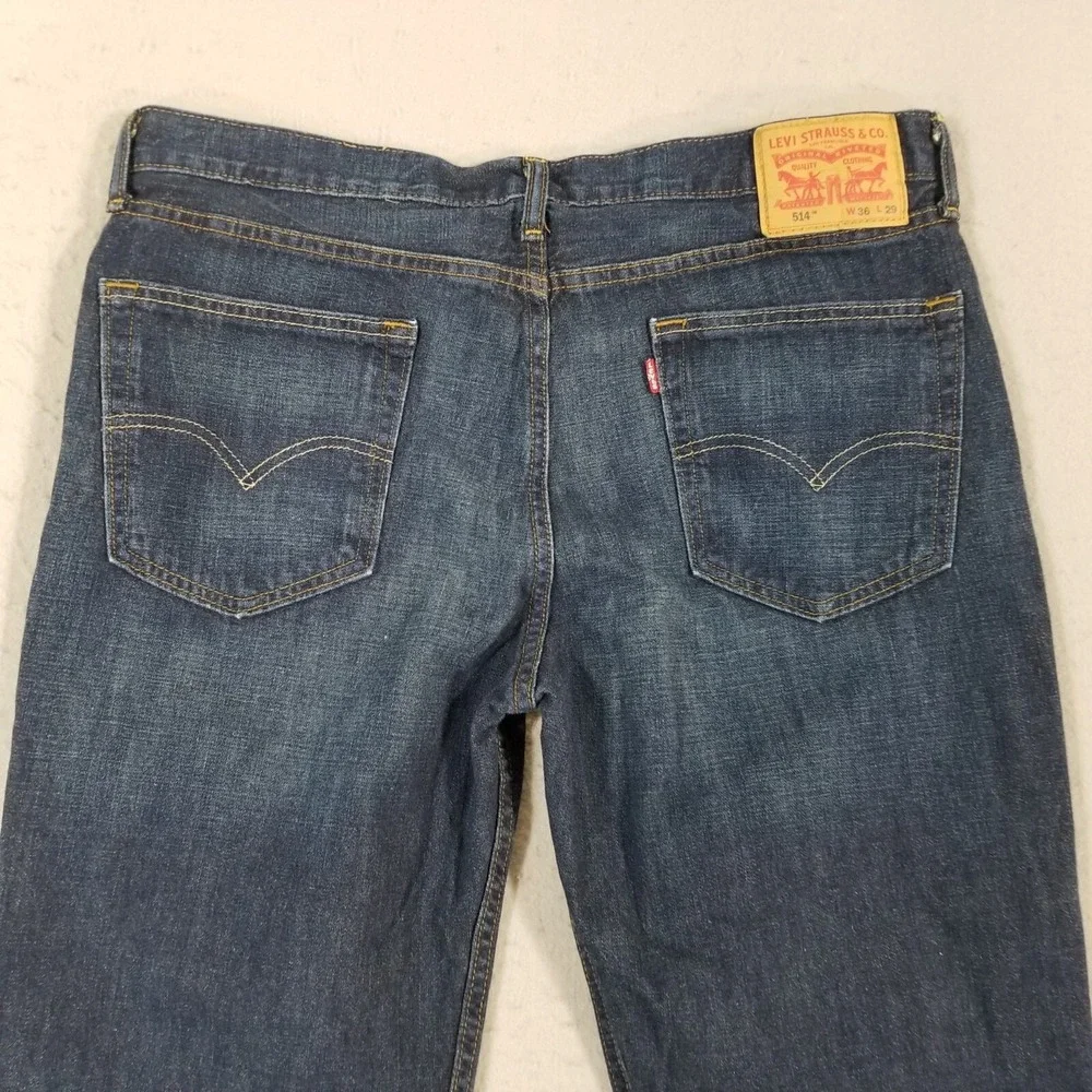 Levi's 514 jeans men's 36x29 relaxed fit straight blue denim pants retro